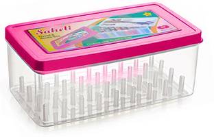 Toto Saheli Thread and Needle box - Big Size 36 spools Empty Thread Box/ Tailor Box - Pink