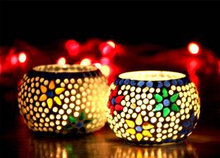 Flipkart SmartBuy Handmade Mosaic Set of 2 Glass 2 - Cup Tealight Holder Set