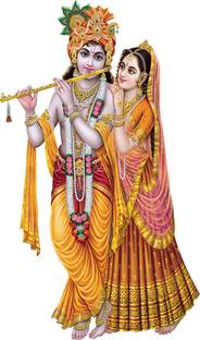 god & god's 63 cm Krishna Radha Modern Art 168 Self Adhesive Sticker