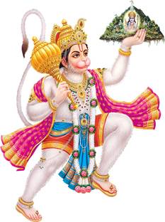 god & god's 55 cm Pahad Wale Hanuman Modern Art 171 Self Adhesive Sticker
