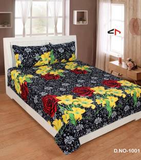 Decormite Cotton Double Flat 144 TC Floral Bedsheet