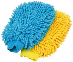 KITCHEN INDIA ® 2 pcs Microfiber Cleaning Gloves | Microfiber wash mitt | Microfiber Cleaning Gloves | Microfiber dusting Gloves | car Cleaning Gloves Wet and Dry Glove Set