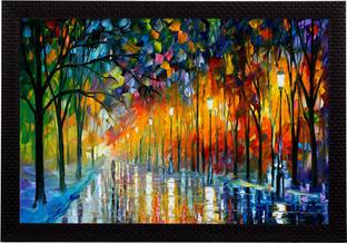 eCraftIndia Lovely Rain View Satin Matt Texture UV Ink 10 inch x 14 inch Painting