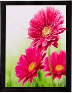 eCraftIndia Pink Sunflower Matt Textured UV Oil 14 inch x 11 inch Painting