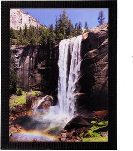eCraftIndia Waterfall View Matt Textured UV Ink 14 inch x 11 inch Painting