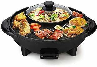 Feeling mall Electric Double Layer Barbeque Grill Pan Pot 36 cm diameter 2 L capacity with Lid