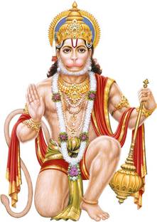 god & god's 61 cm Hanuman ji Self Adhesive Sticker