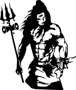 god & god's 38 cm Sketch Shiv Bhole Modern Art 131 Self Adhesive Sticker