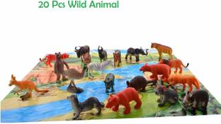 PMW Zoo Wild Animals Figures Set Pack of 20 Animals (Multi Color)
