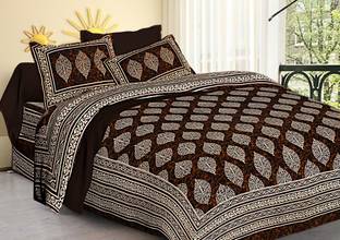 VISHNURAJ Cotton King Flat 144 TC Printed Bedsheet