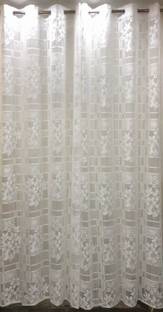 REHAAN 7 STAR 213.36 cm (7 ft) Net Transparent Door Curtain (Pack Of 2)