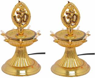 एस्प 1 Layer New Electric Gold LED Bulb Lights Diya प्लास्टिक (2 का पैक) टेबल दीया सेट