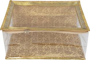 Fancy Walas Presents Standard Quality Gota Border PVC Transparent Saree Storage Bags FW231_GOLD_PK01