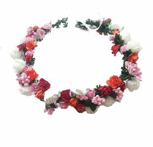 SHREE BALAJI Flower Pearl Gracious Tiara/Crown Head Band Hair Accessory Set