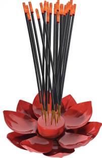 DreamKraft Metal Lotus Shape Safety Incense Holder Agarbatti Stand with Ash catcher- 19 X 19 X 5.5 CM Iron Incense Holder