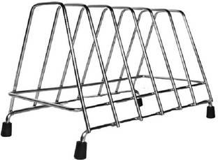 Easy Dish Drainer Kitchen Rack Steel High Grade Stainless Steel Square Plate Rack/Dish Rack/Thali Stand/Dish Stand/Utensil Rack/Chrome (Silver)