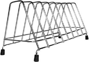 Easy Dish Drainer Kitchen Rack Steel High Grade Stainless Steel Square Plate Rack/Dish Rack/Thali Stand/Dish Stand/Utensil Rack/Chrome (Silver)