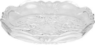 AFAST Transparent Glass Decorative Seving Plate, Clear, Round, Multipurpose Quarter Plate