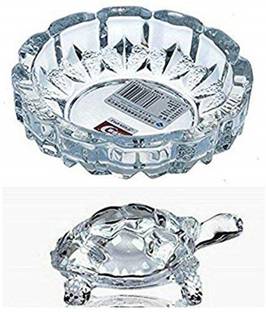 Shivshakti Kitchenware Crystal Turtle Tortoise with Plate for Feng Shui and Vastu Best Gift for Career and Good Luck Decorative Showpiece  -  15 cm
