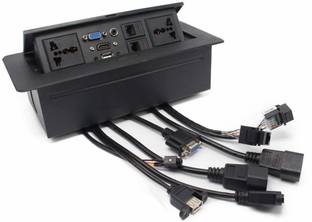 coolcold Hydraulic Cable Cubby Popup Box with HDMI Connector, VGA Connector, Audio Connector, LAN Port, Power Ports & USB Port Worldwide Adaptor