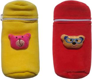 POOJA E-BUSINESS AARADHYA BABY FEEDING BOTTLE COVERS 150 ML, YELLOW RED