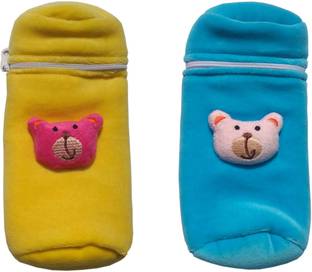POOJA E-BUSINESS AARADHYA BABY FEEDING BOTTLE COVERS 150 ML, YELLOW SKYBLU