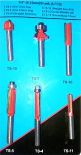 Inditrust smo Heavy Duty 6pc Trimmer Router Bits Set 6.35 Wood Working Rotary Tool Rotary Tool