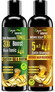 Kaya Naturals Combo Pack of Castor Tonic (200ml) and Biotin Shampoo