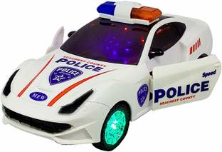 GoodsNet Bump & Go 3D Lights Police car with Sound and Lights on Wheel for Kids