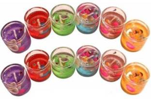 kuku 12 pcs Large Cute Little Glass Gel Candles for Home Candle