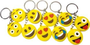 MGP FASHION Big Smiley Cartoon Emoji Face Emotion PVC Rubber Double Sided keychain Key Chain