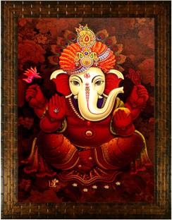 Indianara LORD GANESHA (2236) WITHOUT GLASS Digital Reprint 13 inch x 10.2 inch Painting