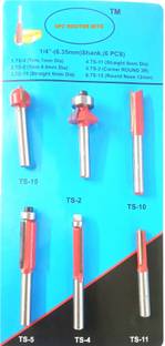 Inditrust 6.35 mm Router Trimmer Bit Set of 6 Pcs For Wood Working Rotary Bit Set