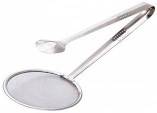 Jeval Filter Net Spoons Clip Oil Residue Strainer Fried Chicken Tong Colander 20 cm Roasting Tongs