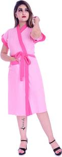 Poorak Pink Free Size Bath Robe