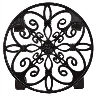 Sharpex Metal Plant Stand Trolley Heavy Duty Wheels Round Flower Pot Trolley, Black Planter Trolley Casters Rolling Tray Coaster, 4 Moving Wheels Plant Trolley- Round Pot Trolley Gas Cylinder Trolley