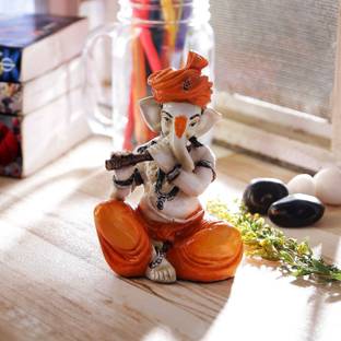 eCraftIndia Lord Ganesha Playing Flute Decorative Showpiece  -  12.7 cm