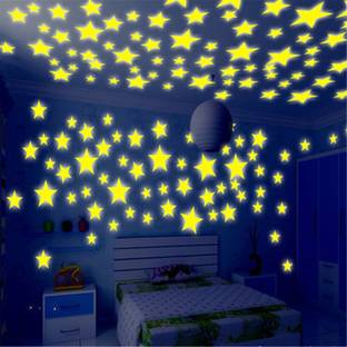 Ampire 3 cm Wall Stickers 3D Stars Night Glow in the Dark Radium Illuminating Green Ceiling Home Decoration Glow in the Dark Sticker