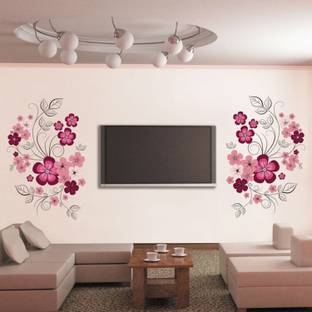 Aquire 150 cm Pink Flowers with Black Vine 7151 TV Background Self Adhesive Sticker