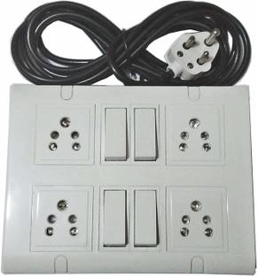 SAIFPRO Unbreakable Polycarbonate Modular Extension (4 Switches,4 Sockets) 6 A Three Pin Socket