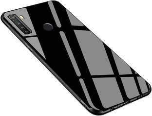 MOBILOVE Back Cover for Realme 5 Pro | Luxury Toughened Glass Cover With Shockproof Soft Silicone Side Case