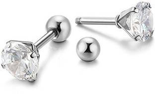 GadgetsDen HQ Round Cubic Zircon Tragus/Cartilage/Lip/Helix Piercing Cubic Zirconia Metal Stud Earring