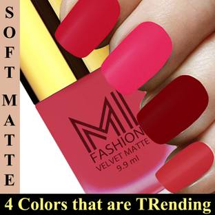 MI FASHION Stand Out Colors Soft Matte Nail Polish Paint Combo Long Lasting Red,Magenta,Maroon,Coral