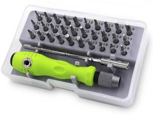 NMS TRADERS 32 in 1 Screw Driver Kit Set for Mobile Repairing Laptop Repairing Tool Opening Watch Electronic Mini Phone Opening Tools Screwdriver Bits Set with Magnetic Flexible Extension Rod (Set of 32) कॉम्बिनेशन स्क्रूड्राइवर सेट
