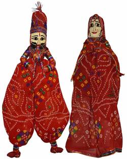 eGharonda Traditional Handcrafted Rajasthani Wood Folk Puppets aka Kathputli Hand Puppets