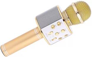little monkey Portable WS-858 Wireless Handheld Bluetooth Connection Player Speaker 3-in1 Mic for IOS and Andriod System Mobile Phones Microphone Microphone With Recording (Gold) WIRELESS