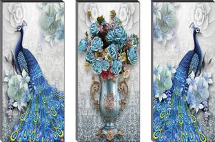 saf 6 MM MDF Peacock Self Hanging Adhesive Digital Reprint 15 inch x 18 inch Painting