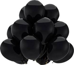 Riit Solid Metallic Balloons for Birthday Decoration (100, Black) Balloon