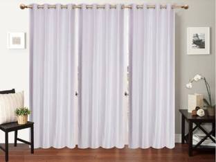 HHH FAB 152.4 cm (5 ft) Polyester Semi Transparent Window Curtain (Pack Of 3)