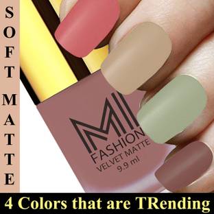 MI FASHION Knockout Shades Nail Polish Paint Set of 4 Long Lasting Combo No-01 Candy Cotton,Nude,Mint,Dark Nude